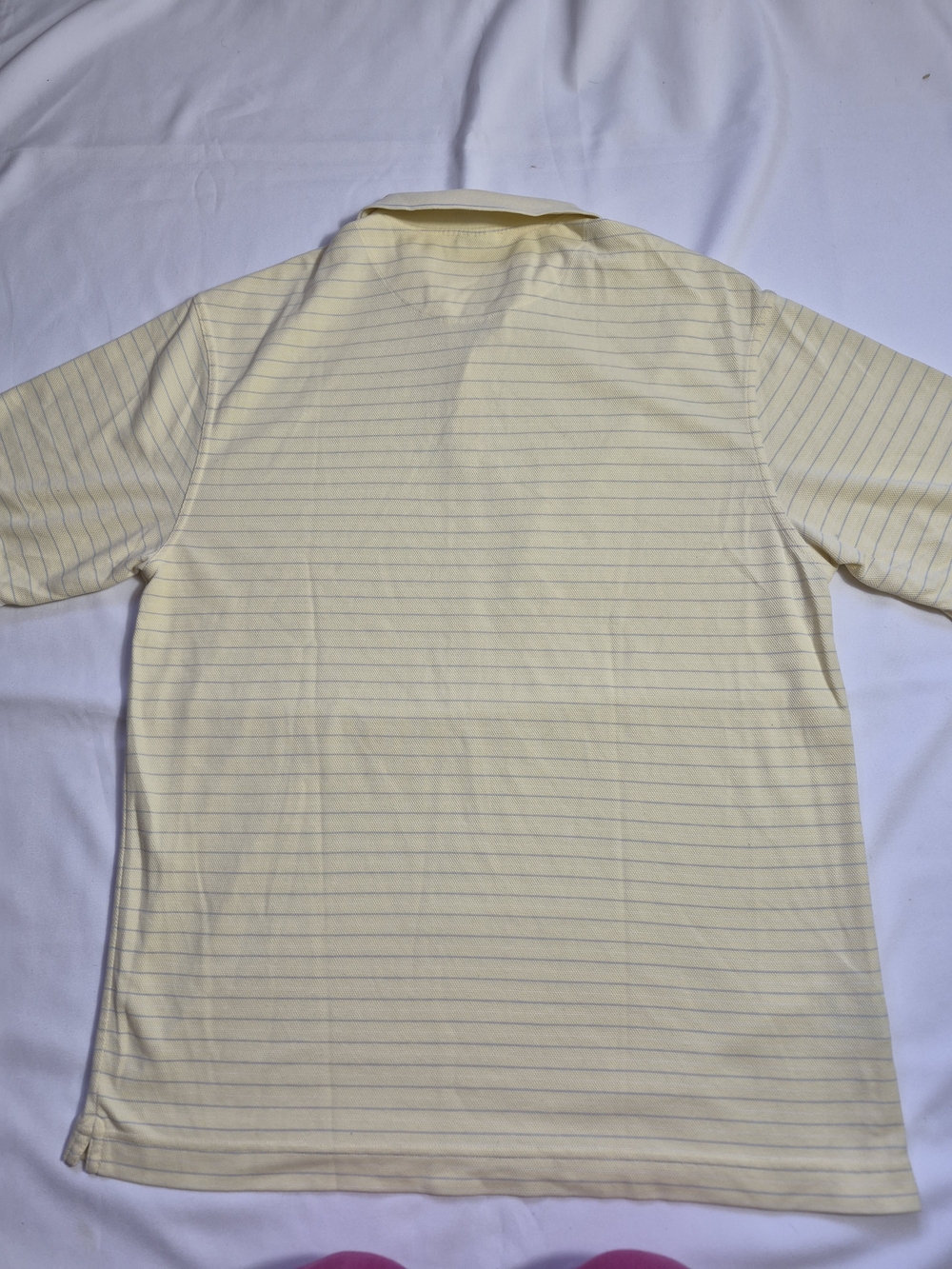 Nike Dri-Fit Polo Shirt Mens L Yellow Striped Cotton Blend Short Sleeve Collared - Picture 2 of 10